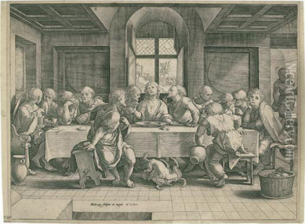 The Last Supper. Oil Painting - Hendrick Goltzius