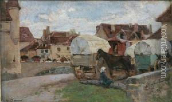 Gypsy Caravans Oil Painting - Noel Saunier