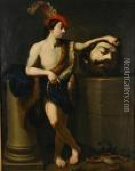 David With The Head Of Goliath Oil Painting - Guido Reni