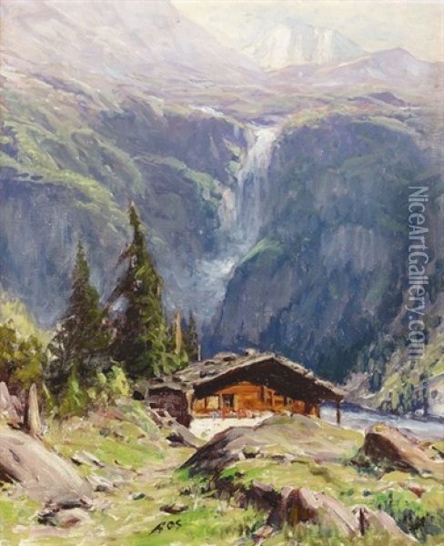 Chalet Im Gebirge Oil Painting - Albert Henri John Gos