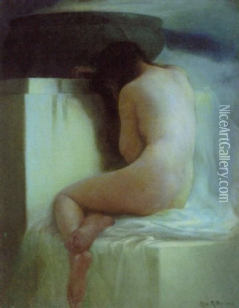 Weiblicher Ruckenakt Oil Painting - Caspar Ritter
