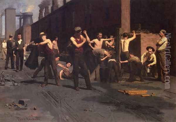 The Ironworker's Noontime Oil Painting - Thomas Pollock Anschutz