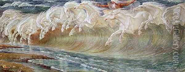 Neptune's Horses, 1892 Oil Painting - Walter Crane