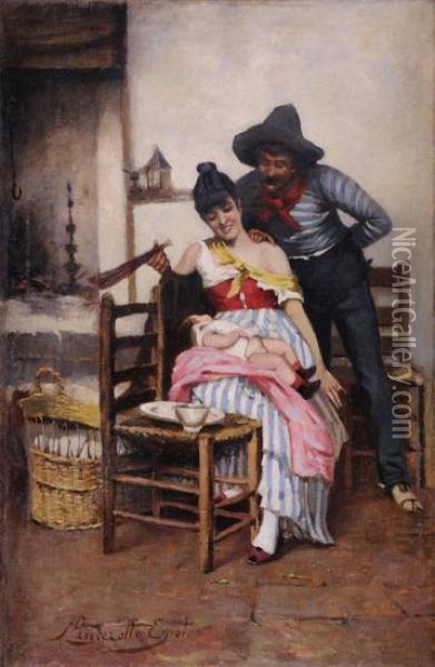 La Famiglia Felice Oil Painting - Egisto Lancerotto