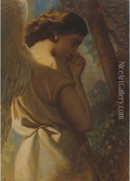 The Angel (study For The Angel In Christ In The Garden Of Olives) Oil Painting - Theodore Chasseriau