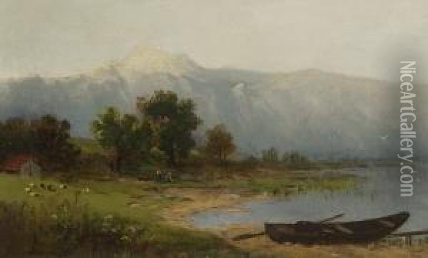 Am Ufer Eines Gebirgssees Oil Painting - Dietrich Langko