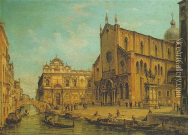 Venice, Campo San Giovanni E Paolo Oil Painting - Carlo Grubacs