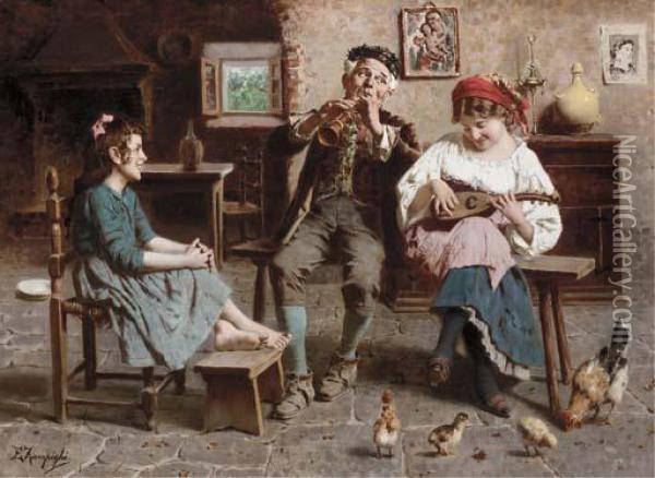 A Musical Celebration Oil Painting - Eugenio Zampighi