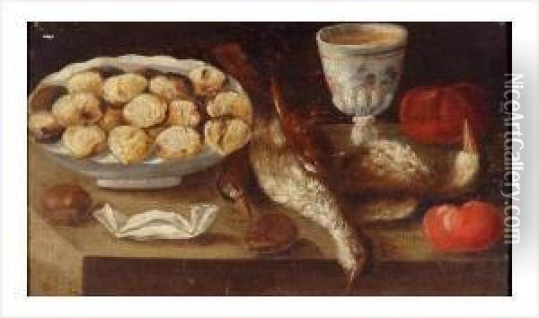 Nature Morte De Volaille Et Instruments De Cuisine Oil Painting - Francesco Codino