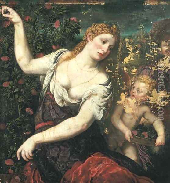 Venus and Cupid Oil Painting - Paris Bordone