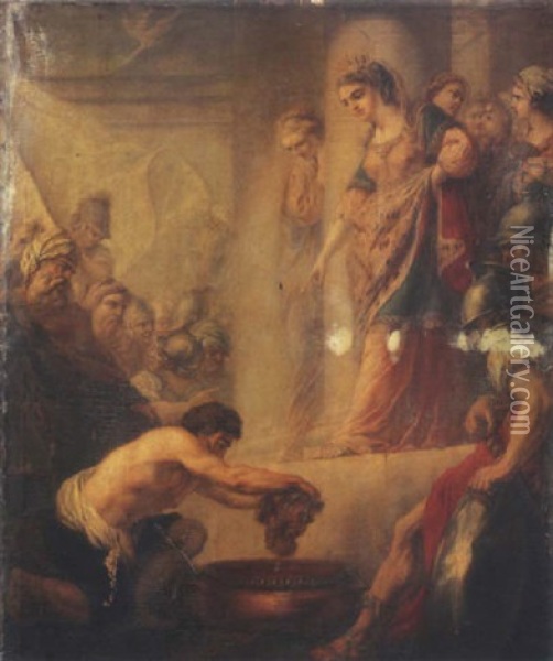 La Tete De Saint Jean-baptiste Deposee Aux Pieds De Salome Oil Painting - Jacques Gamelin
