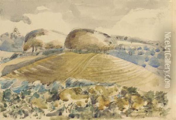 Landscape Of The Wittenham Clumps Oil Painting - Paul Nash