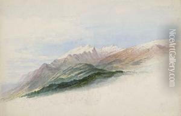 An Alpine Landscape Oil Painting - Ernst Ferdinand Oehme