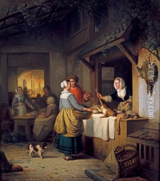 La Plumaison Oil Painting - Adrien Ferdinand de Braekeleer