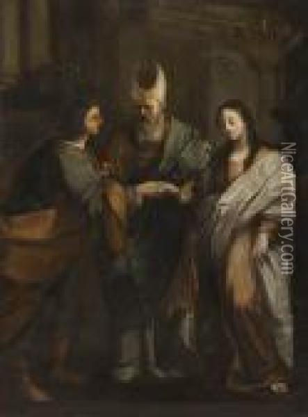 Vermahlung Maria (sposalizio) Oil Painting - Giovanni Francesco Romanelli