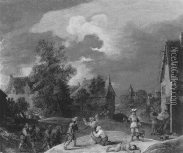 Plundernde Soldateska In Einem Dorf Oil Painting - Thomas Van Apshoven
