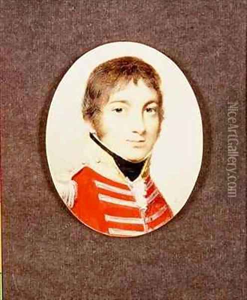 Miniature of Colonel J Houlton of the Wiltshire Militia Oil Painting - George Engleheart