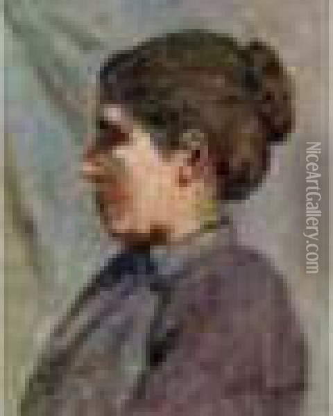 Portrait De Femme Au
 Chignon Oil Painting - Auguste Pegurier