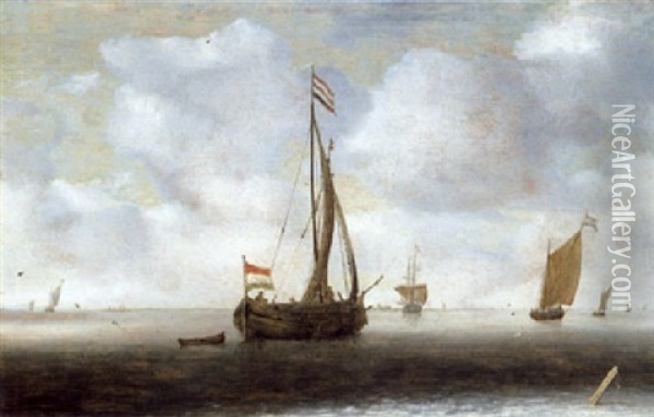 Hollandische Schiffe Auf Ruhiger See Oil Painting - Hendrick Van Anthonissen
