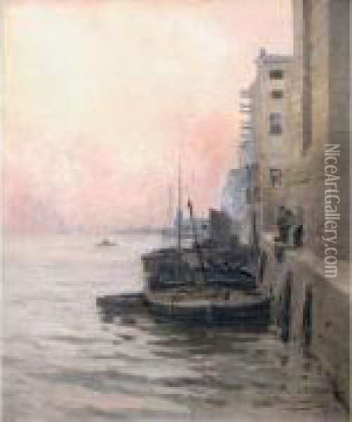 Le Port De Newcastle Oil Painting - Pierre Vauthier