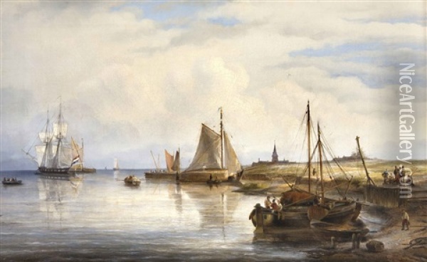 Kustenlandschaft Mit Segelbooten Oil Painting - Anton Braakman