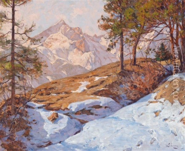 Early Spring On The Wetterstein Oil Painting - Robert Franz Curry