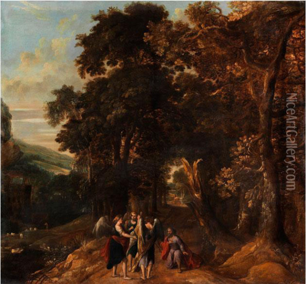 Grossformatige Baumlandschaft Mitbiblischer Szenerie Oil Painting - Abraham Govaerts
