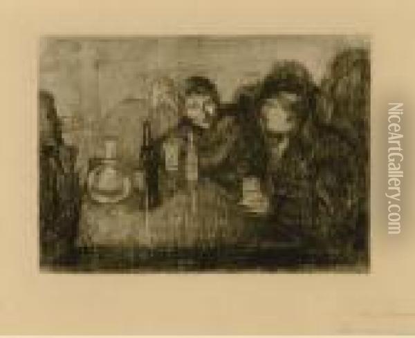 Christiana - Boheme I (sch. 10; W. 9) Oil Painting - Edvard Munch