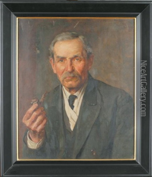Portret Mezczyzny Z Fajka Oil Painting - Kazimierz Pochwalski