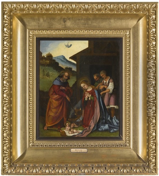 The Adoration Of The Shepherds Oil Painting - Ludovico Mazzolino