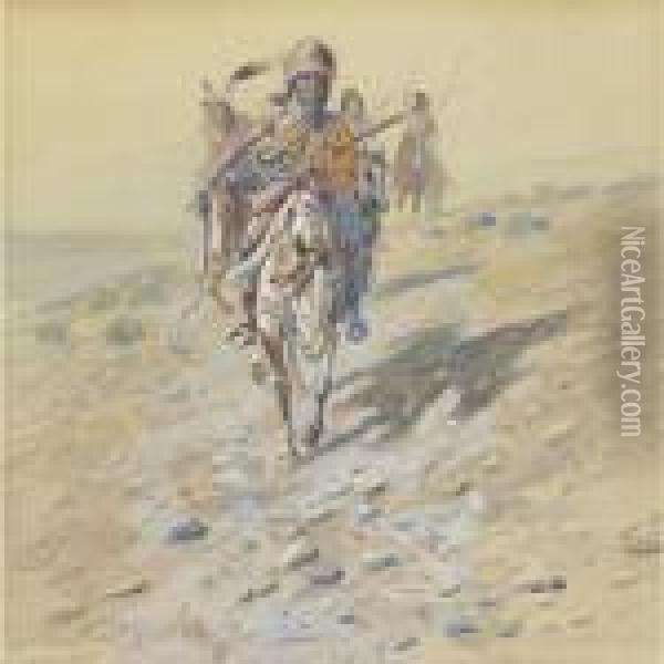 On The Trail Oil Painting - Charles Marion Russell