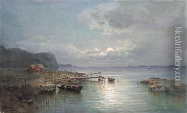 Fiskelage I Manljus Oil Painting - Josephina Holmlund
