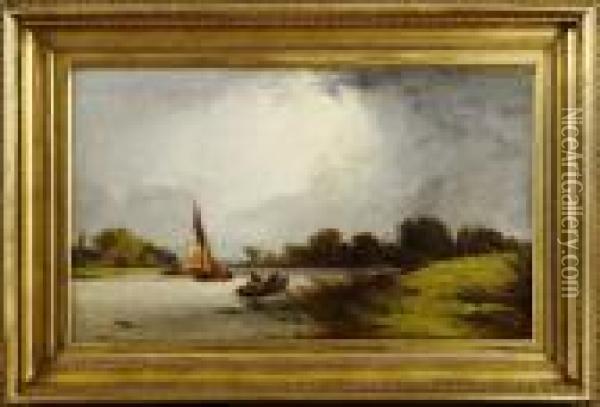 View Of Nordfolk Broads Oil Painting - John Sell Cotman