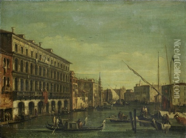 The Grand Canal From The Palazzo Foscari To The Church Of The Carita, Venice Oil Painting - Niccolo Guardi