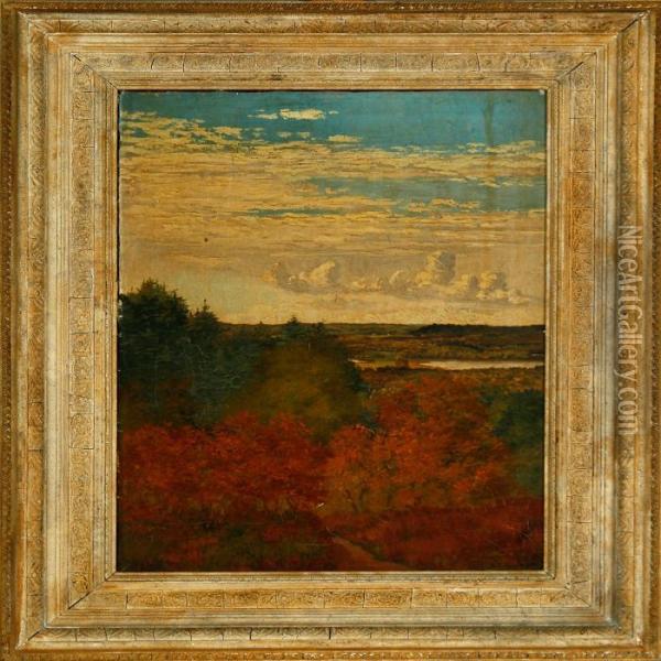 A View Of A Hilly Landscape On A Autumn Day Oil Painting - Johan Gudmann Rohde