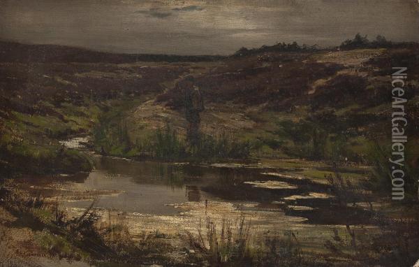 Landschaftsstudie Mit See Oil Painting - Frederick Hendrik Kaemmerer