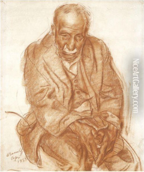 Portrait Of An Italian Oil Painting - Aleksandr Evgen'evich Iakovlev