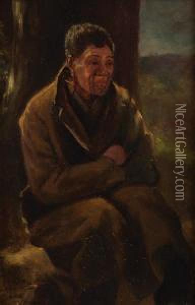 Male Maori Subject Oil Painting - Louis John Steele