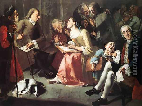 The Drawing Lesson c. 1750 Oil Painting - Gaspare Traversi