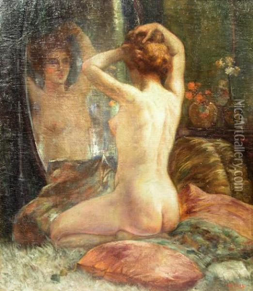 In Front Of The Mirror Oil Painting - Jean Neylies