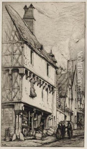 Ancienne Habitation A Bourges Oil Painting - Charles Meryon