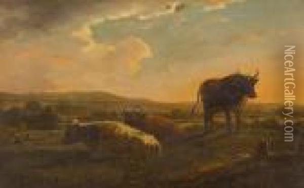 Cattle In A Landscape Oil Painting - Aelbert Cuyp