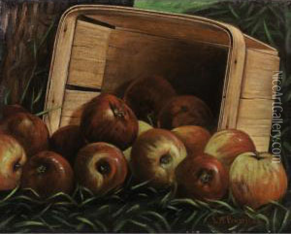 Basket With Apples Oil Painting - Levi Wells Prentice