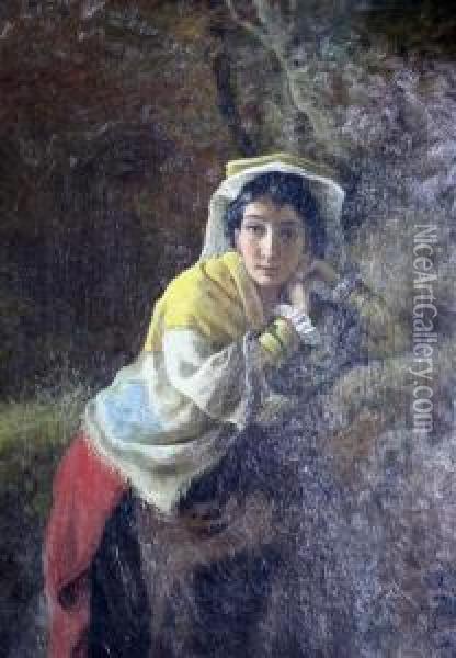 Portrait Of An Italian Woman Oil Painting - William A. Breakspeare