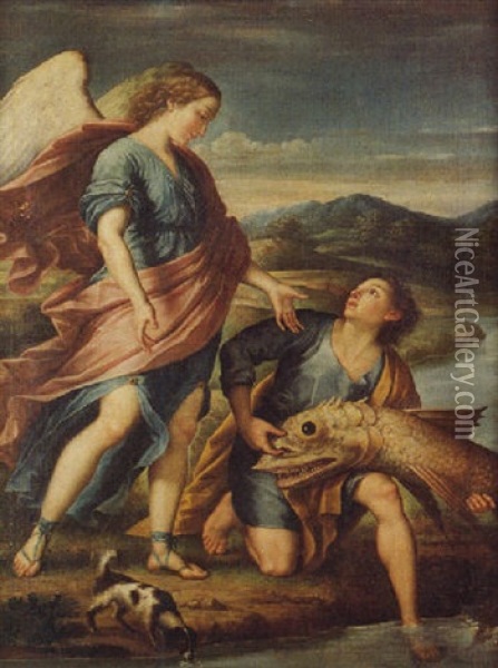 Tobias Y El Angel Oil Painting - Lorenzo Gramiccia