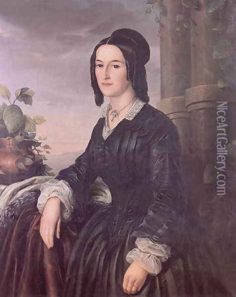 Ms. Antal Vilmos Rickl nee Johanna Kis-Orban 1852 Oil Painting - Soma Orlai Petrich