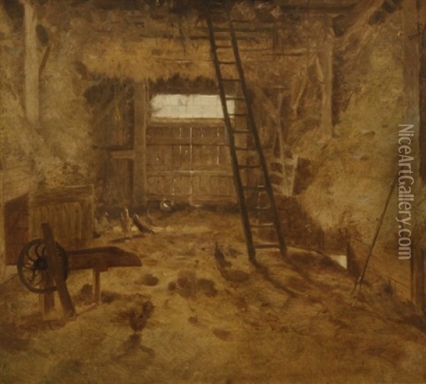 Barn At Sugar Loaf Oil Painting - John Ferguson Weir