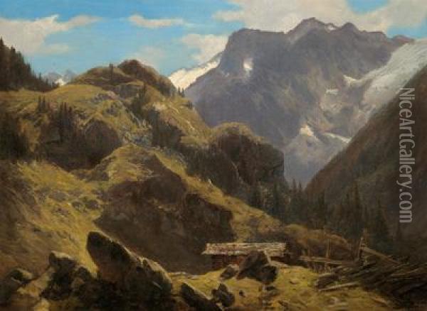 Ted Mountain Landscape Oil Painting - Leopold Heinrich Voscher