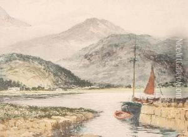 Landing Place, Brodick, Isle Of Arran Oil Painting - Claude Hamilton Rowbotham