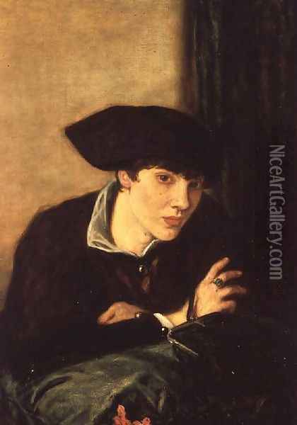 The Lady in a Black Hat, portrait of Miss Rachel Castellan, 1915 Oil Painting - Charles Haslewood Shannon